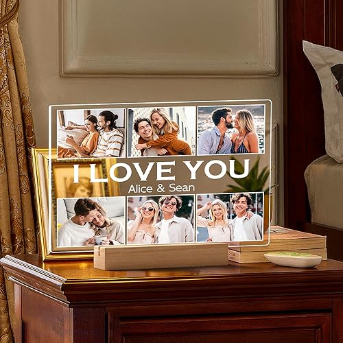 Miniatura 7 de Marco de fotos personalizado con foto, marco de fotos personalizado con luz nocturna, marcos de fotos personalizados, regalos de aniversario