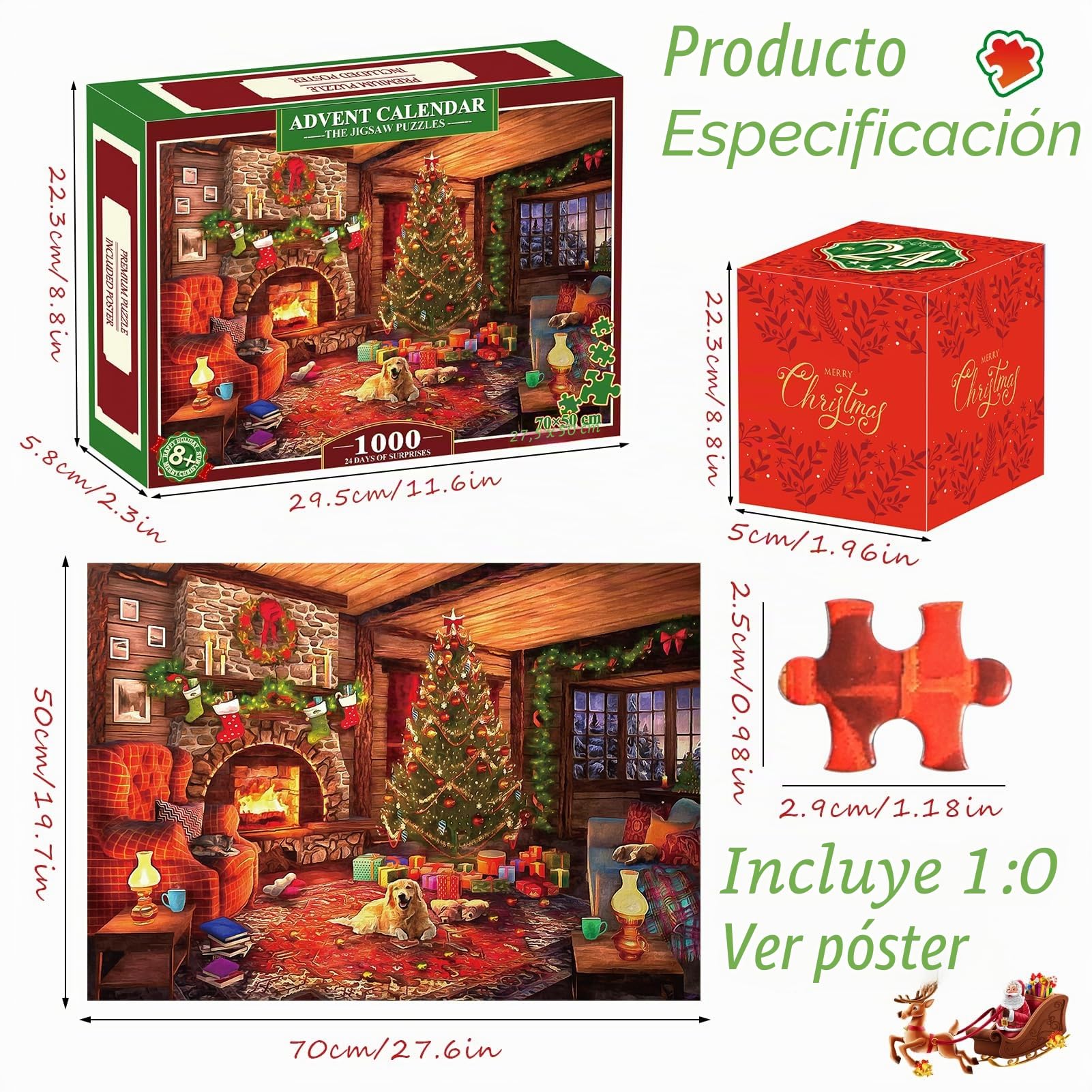 HappyGoLucky Calendario Adviento 2025 Adultos, Puzzle 1000 Piezas Adultos Regalo Navidad para Mujer Hombre y Niño Niña Calendarios de Adviento Adolescentes Regalos Originales para Amigas Parejas
