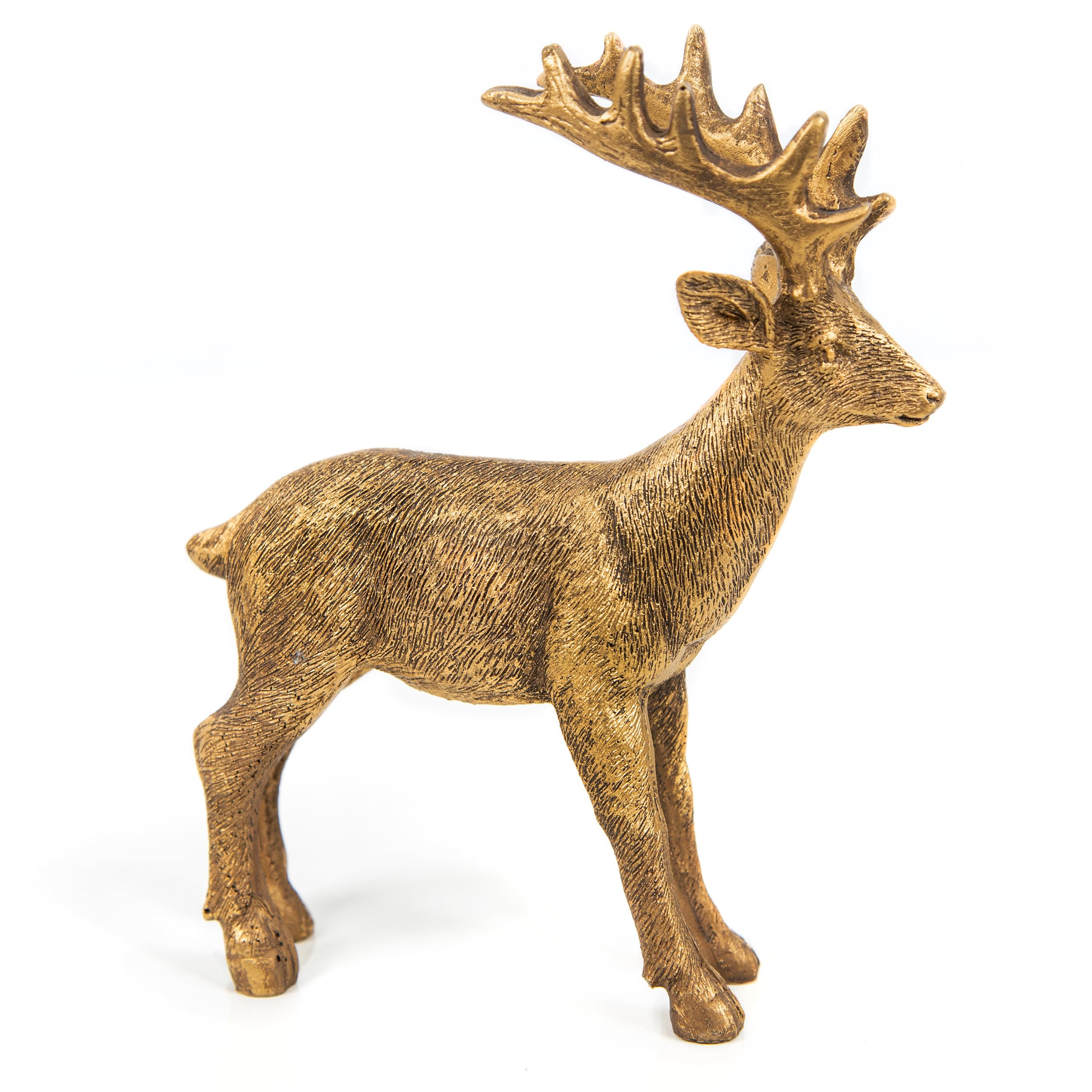 Logbuch-Verlag Ciervo dorado decoración reno dorado navidad para decorar 18 cm - figuras decorativas de navidad decoración navidad dorada