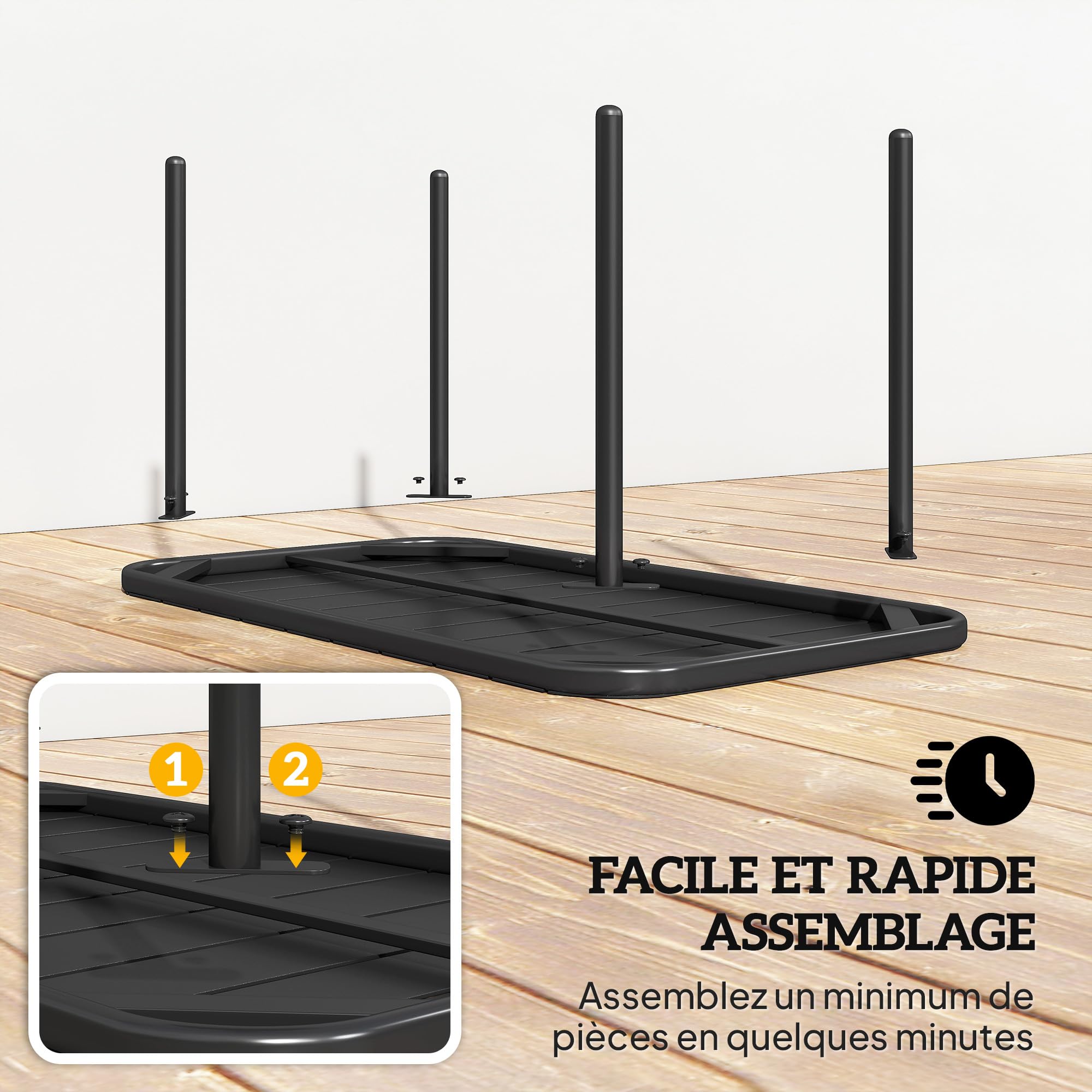 Outsunny Table Basse de Jardin en Acier Galvanisé 90x50x43cm Noir