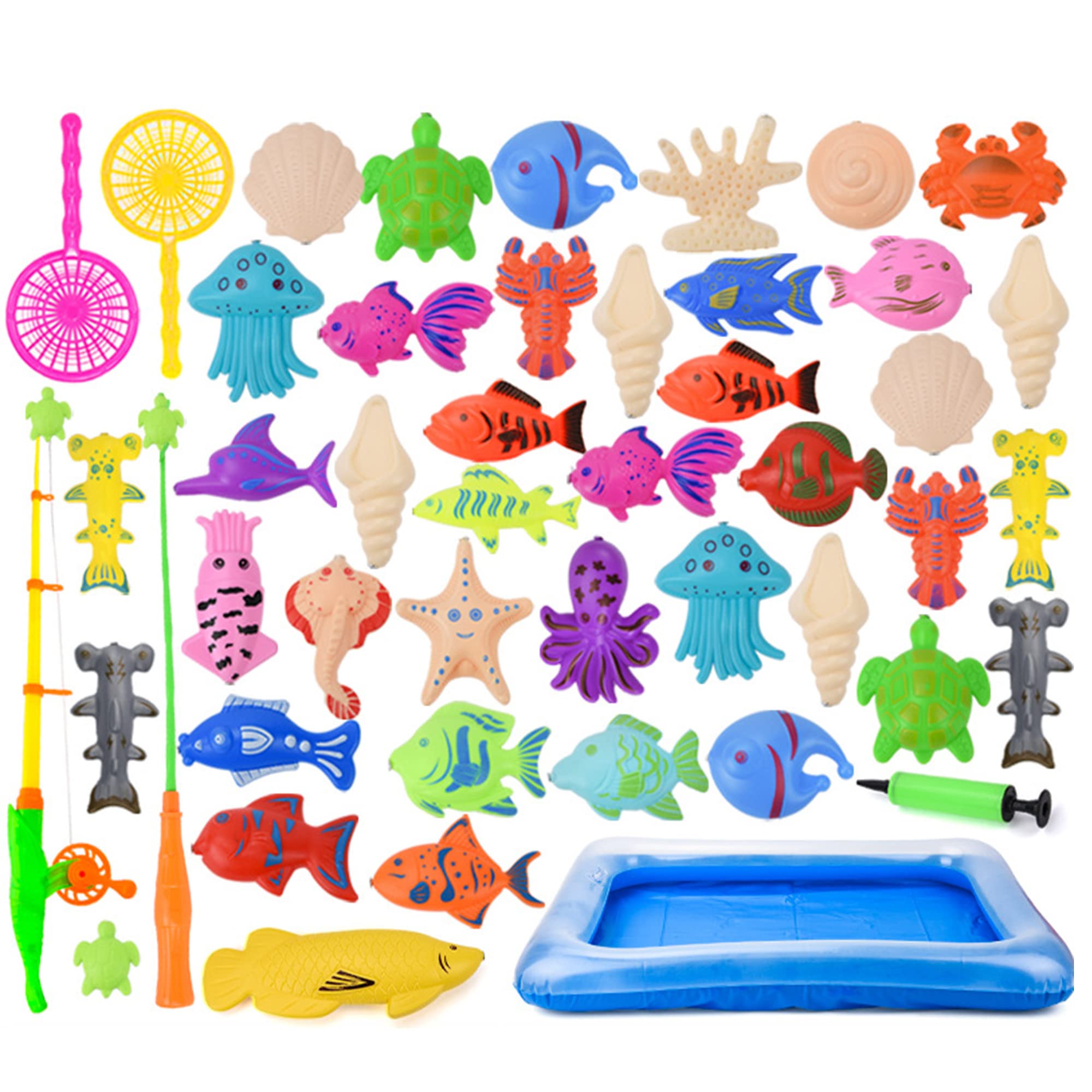 Amazon.co.jp: 魚釣りゲーム 磁気 釣りおもちゃ 42個セット 釣り竿