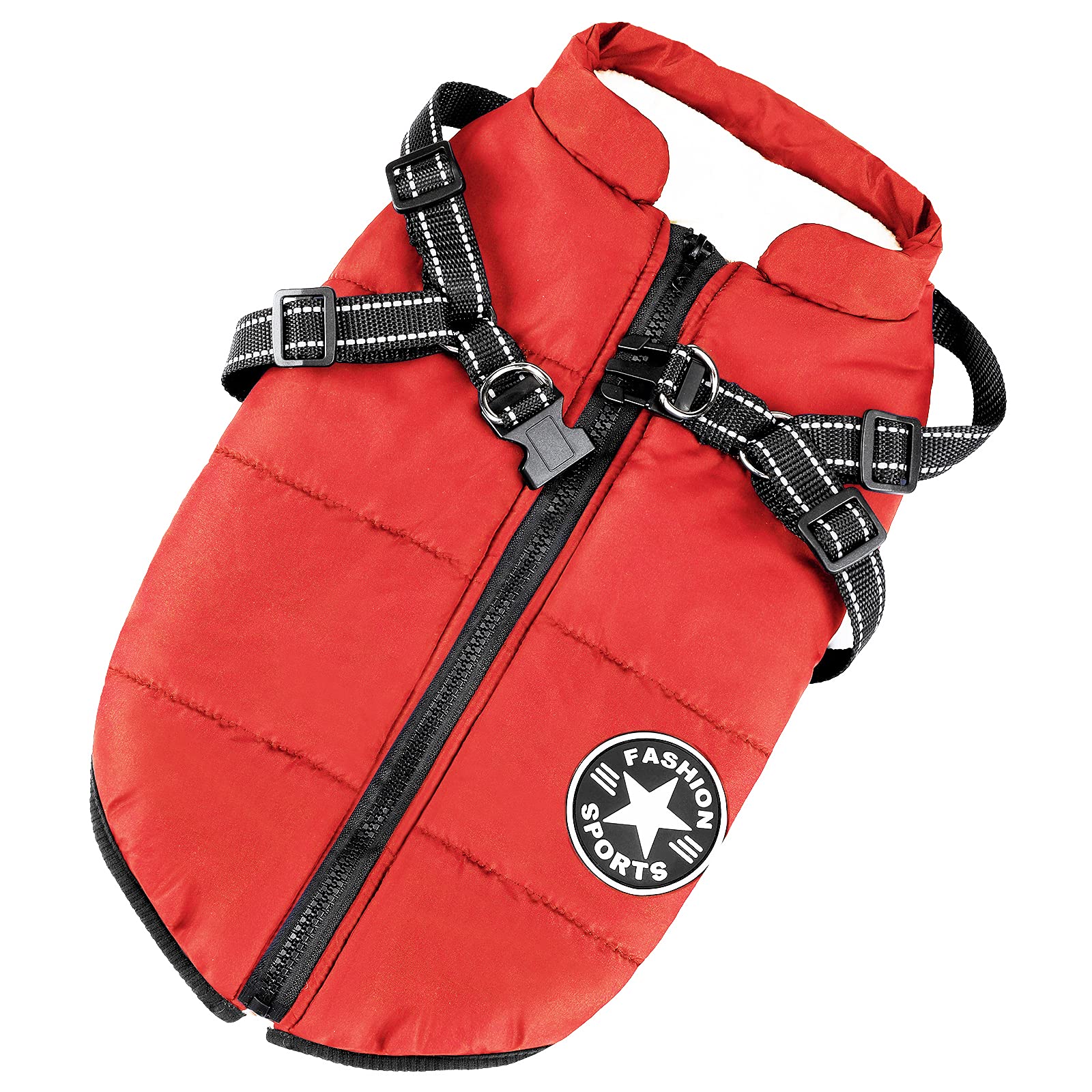 Chaqueta de Invierno para Perros - Chaqueta para Perros con Forro Polar - Ropa de Invierno para Mascotas - Abrigo Impermeable Ropa Grande Pequeño,Rojo,M