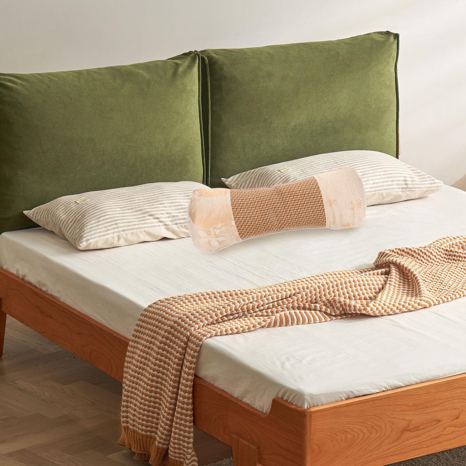 Nackenrolle zum Schlafen aus EIS Silk mit Baumwolle Sanfte Nackenstütze und Waschbare Kissenrolle für Sommerurlaub und Erholsamen Schlaf