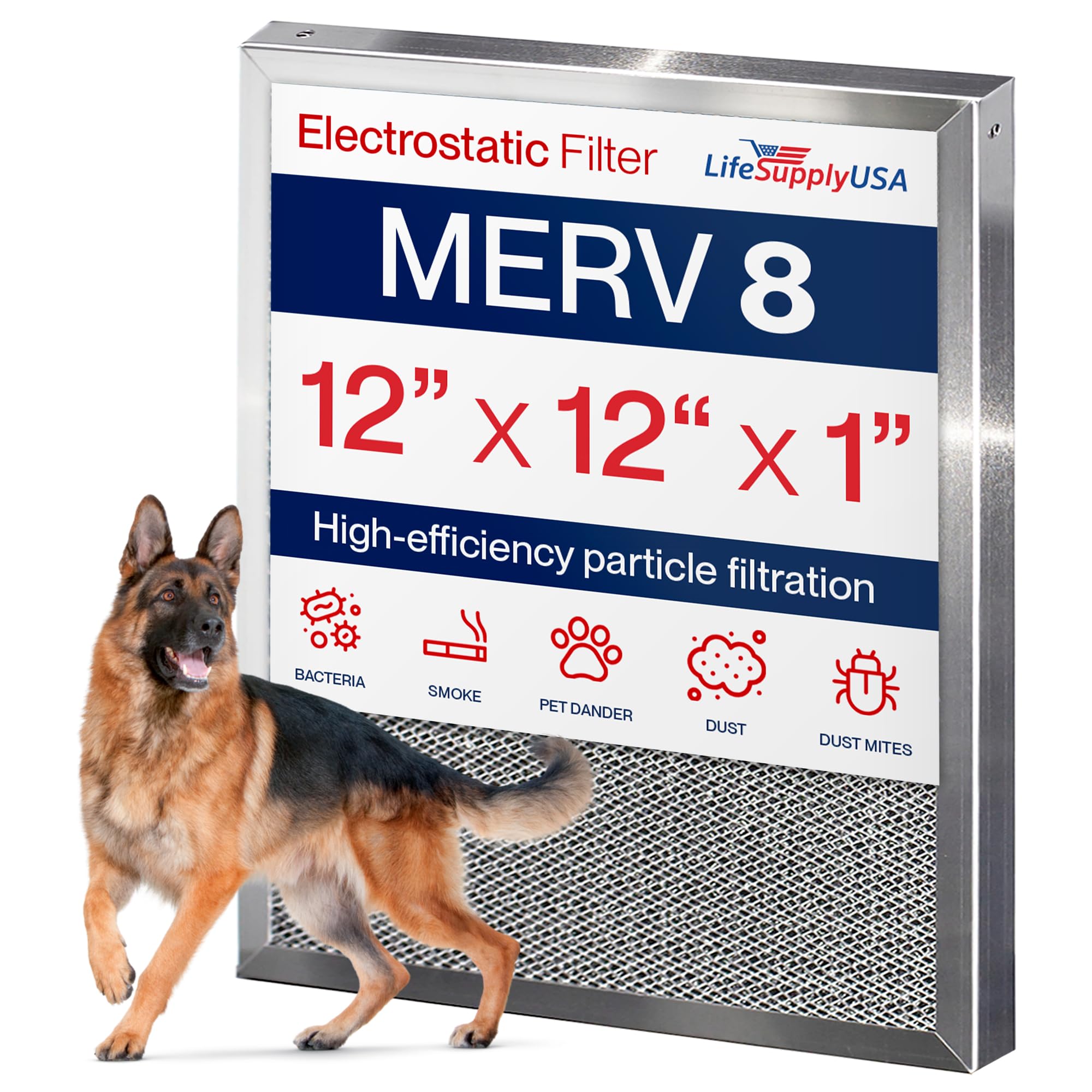 Photo 1 of 20x30x1 Electrostatic Air Filter, MERV 8, Washable, Reusable Furnace AC/HVAC Filter, Energy Saving, Easy to Clean, Long-Lasting by LifeSupplyUSA