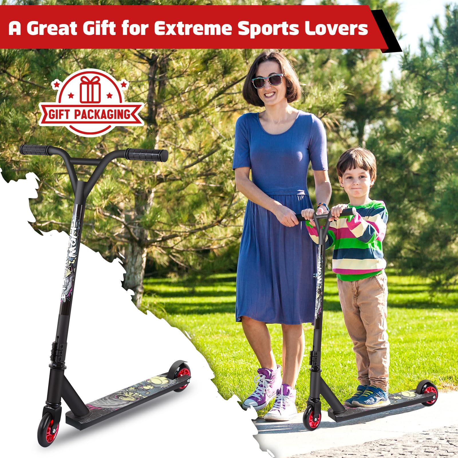 Aragallant Patinete Freestyle, Patinetes de Acrobacias, Patinete Scooter Freestyle, Stunt Scooter para Nios y Nias a Partir de 7 aos, Rodamientos ABEC-9, 360° Trucos y Saltos Carga 100kg