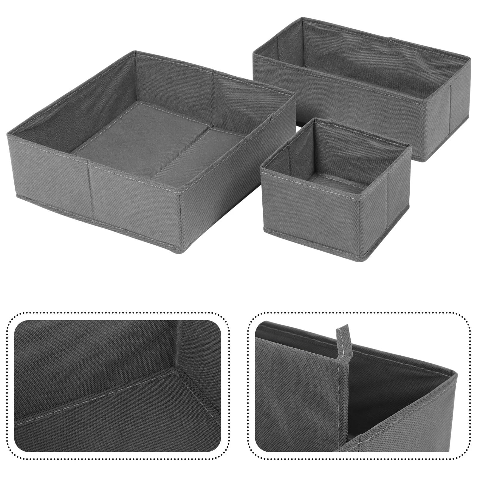 3 Pcs Grau Vlies Stoff Lagerung Boxen Socke Unterwäsche Organizer Schublade Multifunktionale Container Für Schubladen