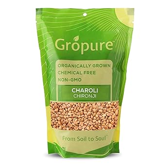 GroPure Organic: From Soil to Soul - Chironji Seeds - 100g I Raw Charoli I Enjoy the taste of Pure Products I Chemical & Pesticide Free I Best Organic SUPERFOODS I Best Organic Chironji Seeds - image, photos