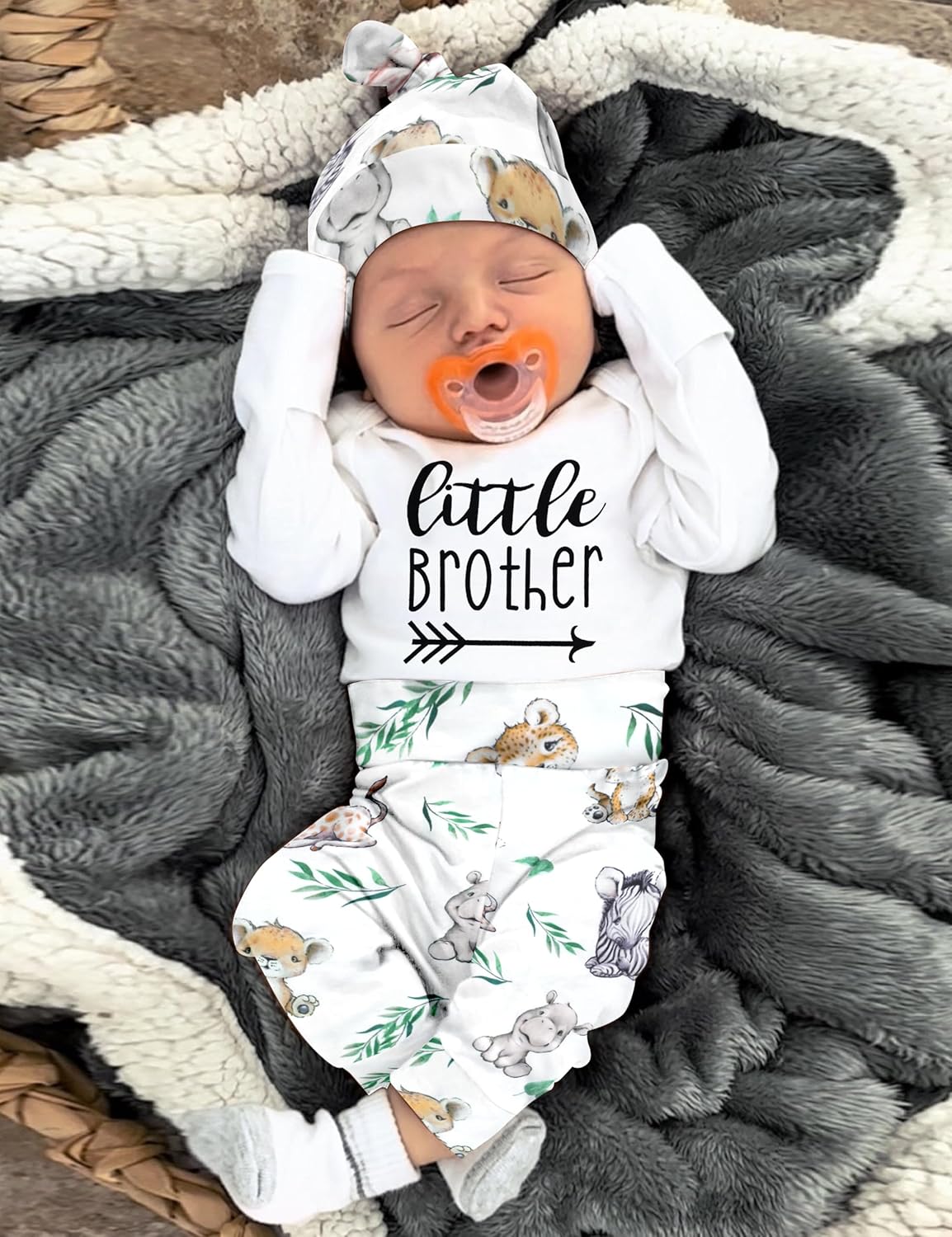 AGAPENG Baby Boy Clothes Newborn Boy Outfits Infant Letter Print Romper Long Pants Hat 3PCS Baby Boy's Clothing - Image 3