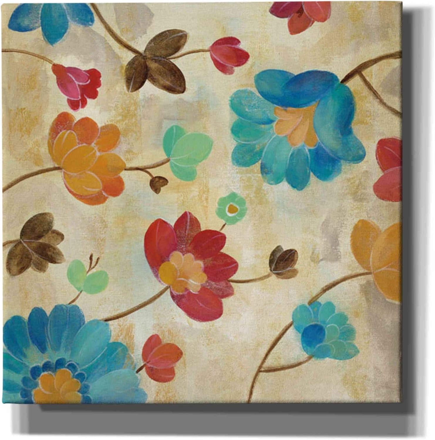 Epic Graffiti 'Coral and Teal Garden II' by Silvia Vassileva, Canvas Wall Art, 12"x12"