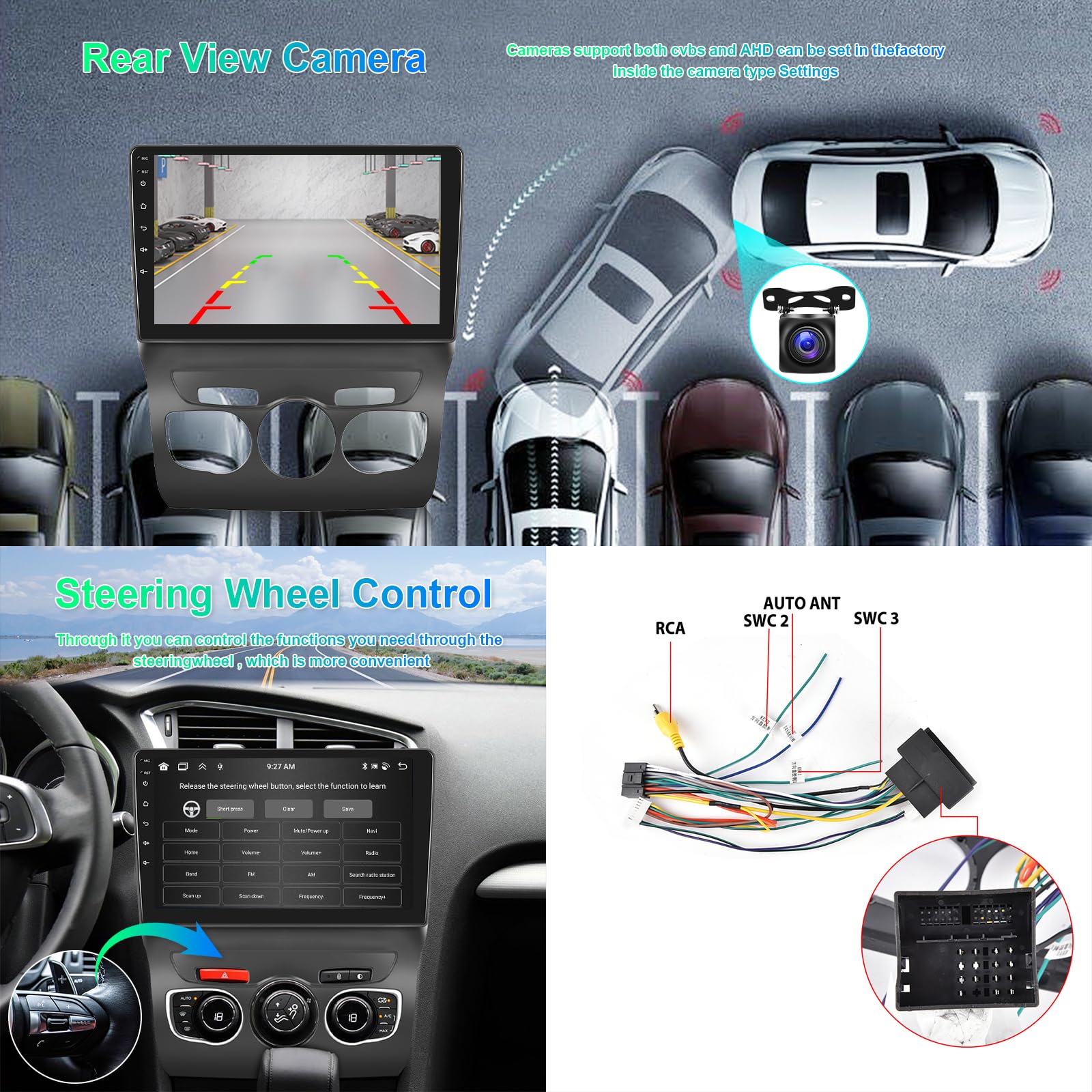 8 Core 4GB+64GB Android Autoradio per Citroen C4 B7 C4L DS4 2013-2017, Hodozzy 10 Pollici Touch Screen GPS Stereo con Carplay Wireless Android Auto, 2 Din Radio Bluetooth DSP WiFi FM RDS Telecamera