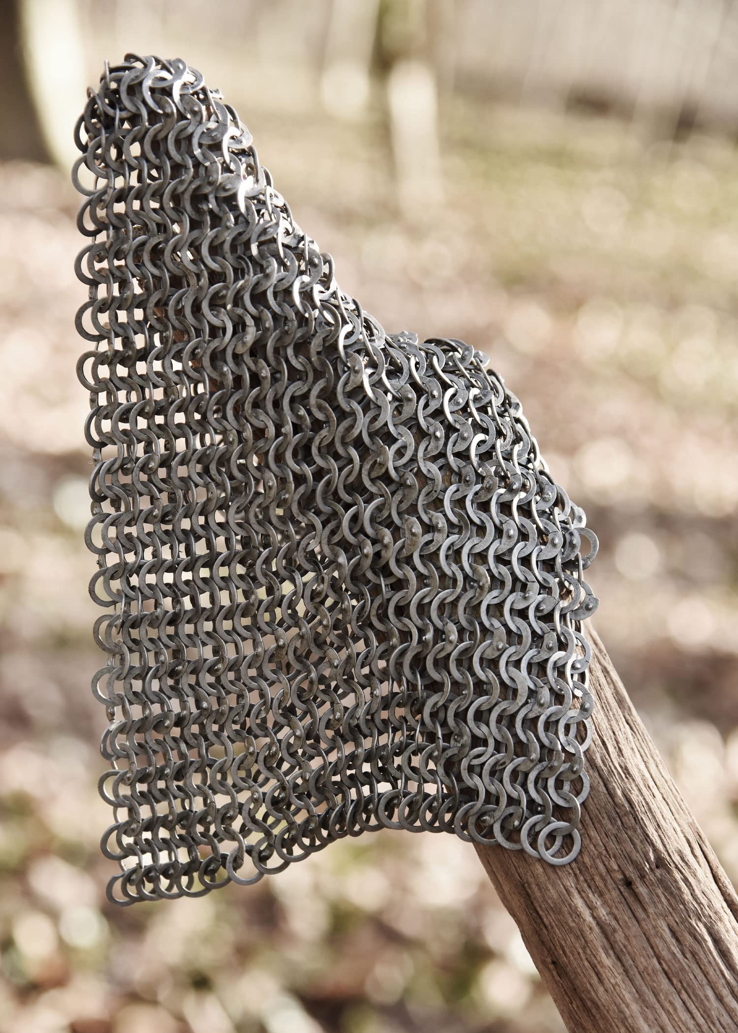 Ulfberth - FWM Kettenstück 20 x 20 cm aus Stahl - Authentisches Mittelalter Kettengeflecht für Reenactment und LARP, ID 8 mm unbehandelt