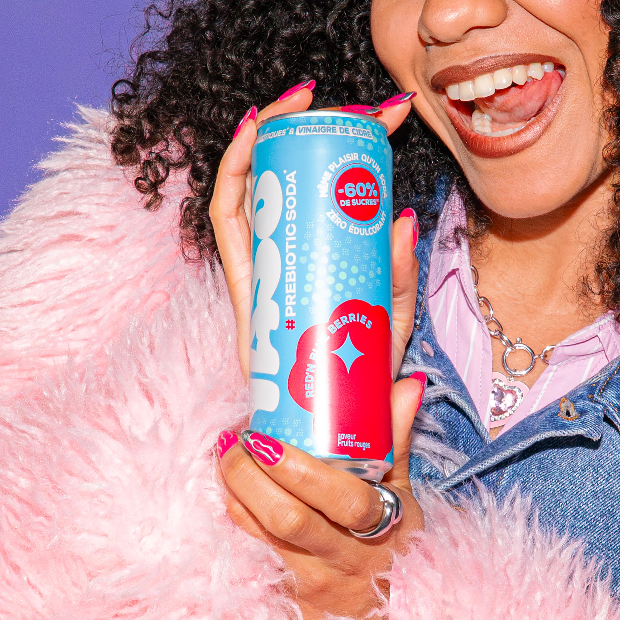 YASS Soda Prébiotique - Saveur RED'N BLUE BERRIES - Le Soda Sain & Stylé qui Prend Soin de Ton Ventre 6.6g de Fibres et -60% de sucre-12 canettes de 33cl