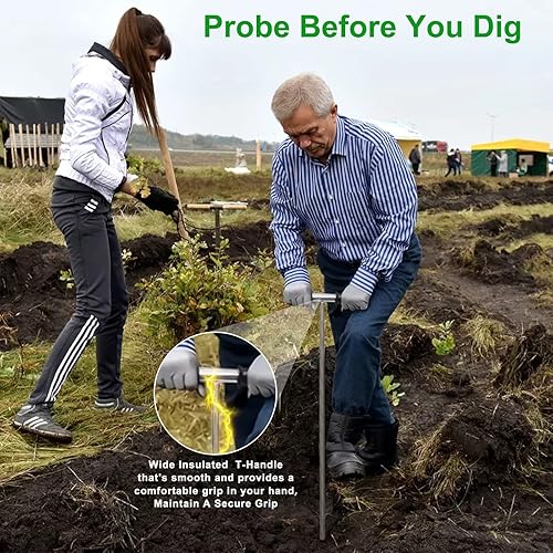 Miniatura 4 de Varilla de sonda de suelo, varilla de sonda de tanque séptico de 32 a 48 pulgadas, sonda de tubo Beseetop hecha de acero inoxidable con mango en T