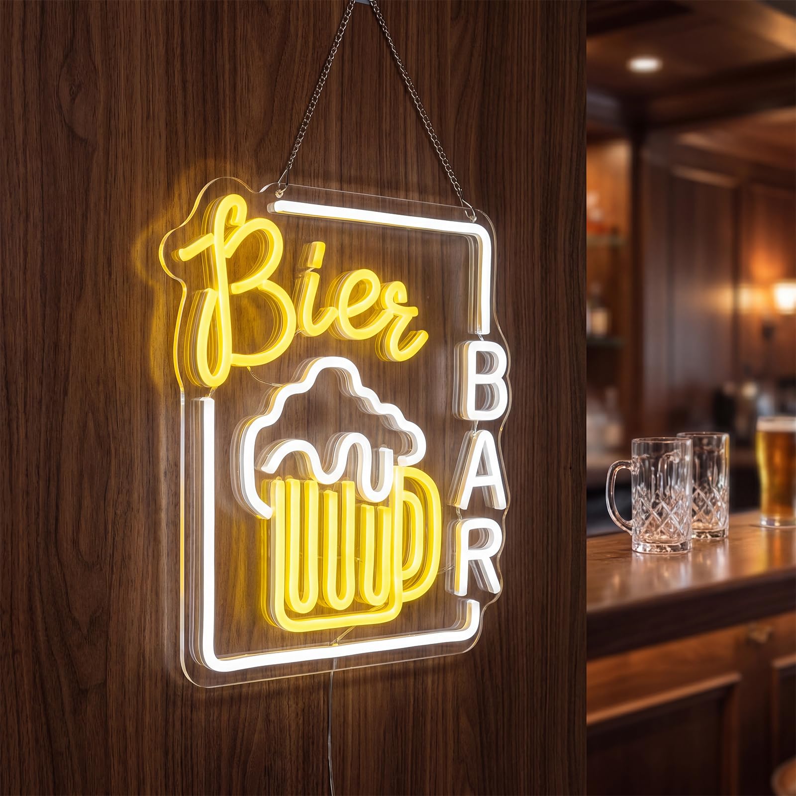 Rayong Bier Neonlicht LED Schild Bar Leuchtreklame Wanddeko Neonlampe Neon Schild für Club Party Deko
