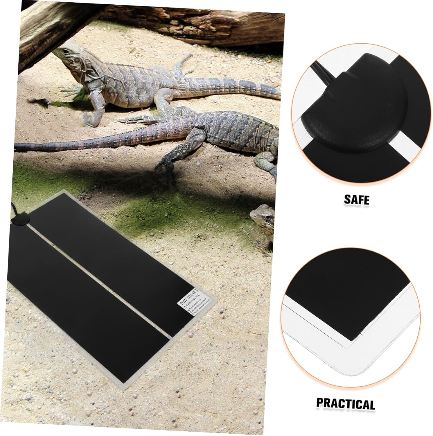 POPETPOP 3Pcs Reptile Heating Mat with Temperature Control Under Tank Heater for Lizards Turtles and Amphibians Safe Efficient Heat Pad for Terrarium and Containers