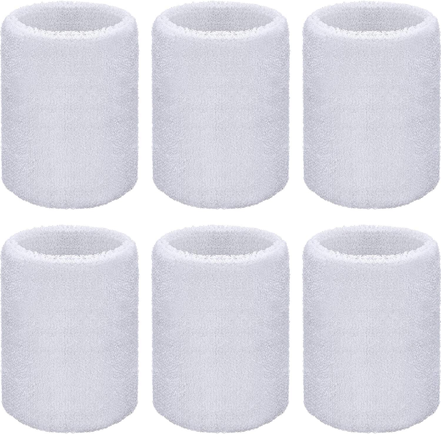 Wrist Sweatbands, Sports Sweatbands for Competition, Sweat Absorbent, for Basketball, Tennis, Football, Running and Work (Pack of 6)