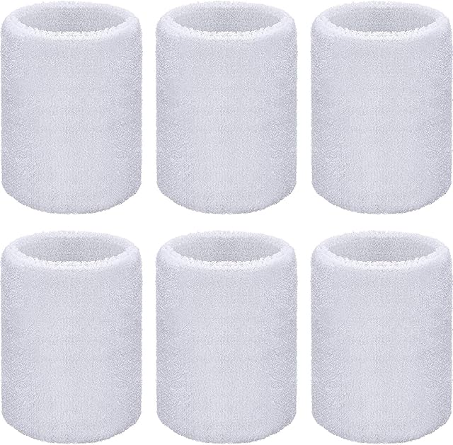 6 Pack Sports Wristbands Absorbent Sweatbands for Football Basketball, Running Athletic Sports