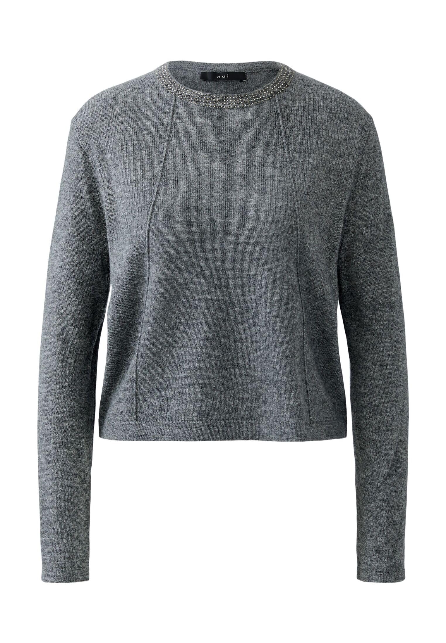 Oui Damen Pullover lässig geschnitten Uni