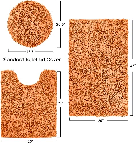 Miniatura 3 de HomeIdeas juego de 3 alfombras de baño, incluye alfombrilla de inodoro en forma de U, alfombrilla de baño y cubierta para tapa de inodoro, lavables