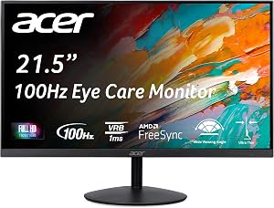 Acer SB222Q EBI Moniteur IPS 21,5 po Full HD (1920 x 1080) Sans Cadre | AMD FreeSync | 1ms (VRB) | 100Hz de Rafraîchissement | 1 x HDMI & 1 x VGA | Câble HDMI Inclus.