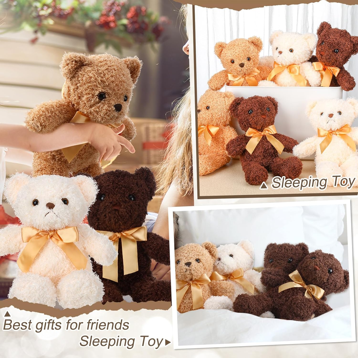 Yinder 30 Pcs Bear Stuffed Animals Bulk 12 Inch Stuffed Animals Doll with Bow Tie Small Plushie Bear Shower Christmas Valentine Wedding Birthday Decor Gift Party Favors(Cute Style) - Image 5