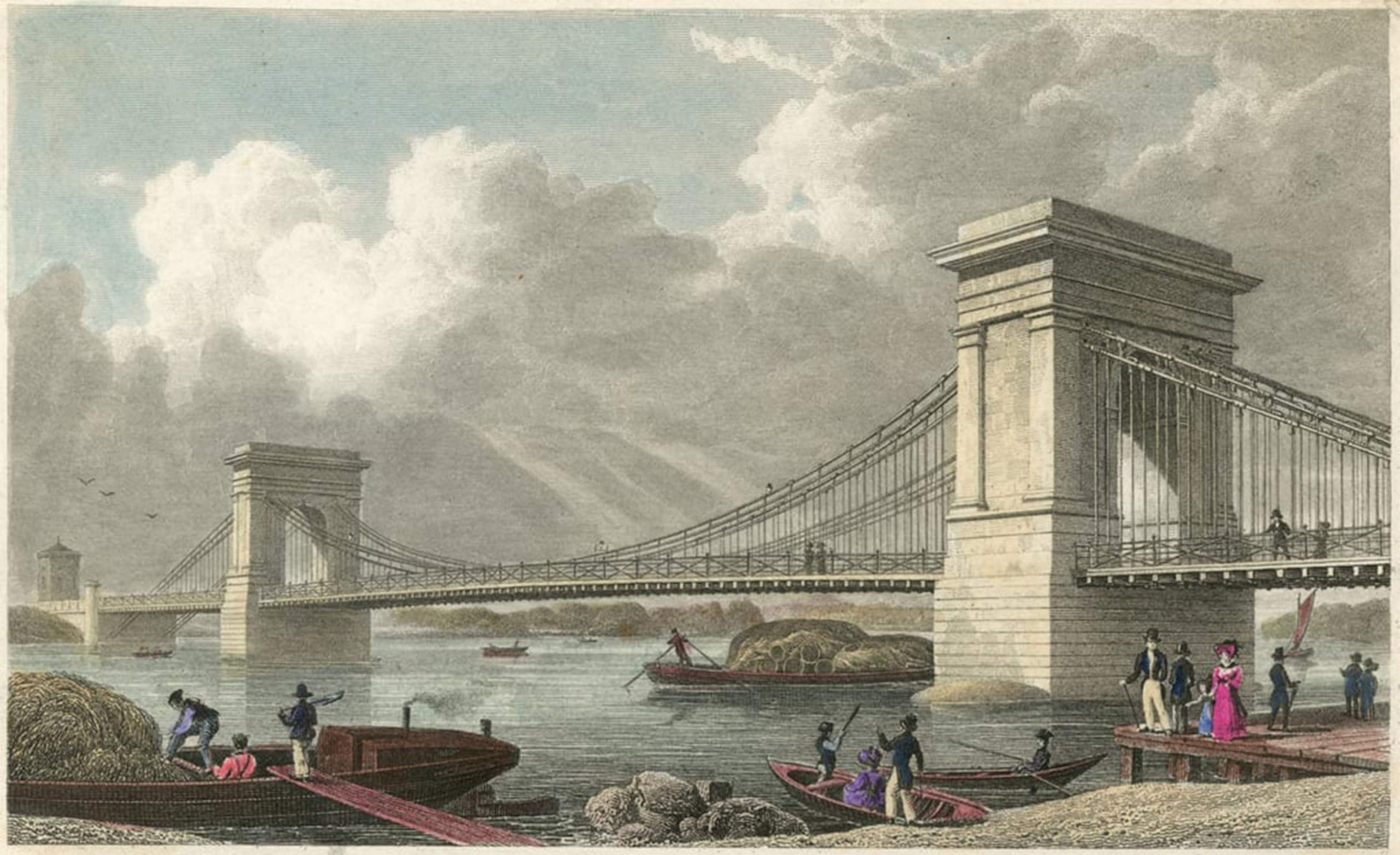 SERENDIPITP Aesthetic Poster Photo Wall Print Retro Picture Suspension Bridge Over the Thames At Hammersmith by Hosmer Shepherd Modern Wall Artwork for Home Decor 60x90cm