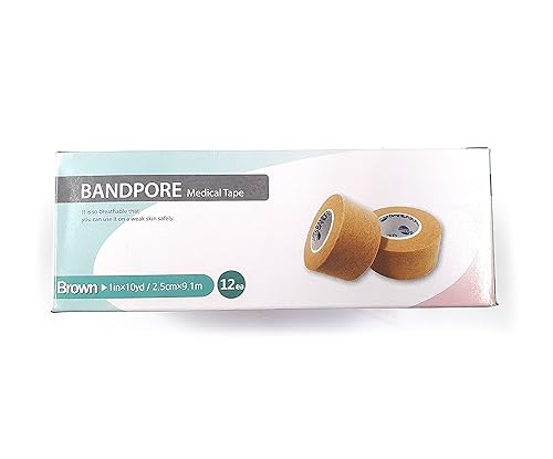 Miniatura 4 de BANDPORE - Rollo de cinta de papel de microporos color bronceado, 1 pulgada x 10 yardas (12 rollos por caja)