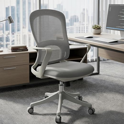 MRC Robo Ergonomic Office Chair (Mid-Back) – Revolving Breathable Mesh Desk Chair for Work from Home & Study–Lumbar Suppor...