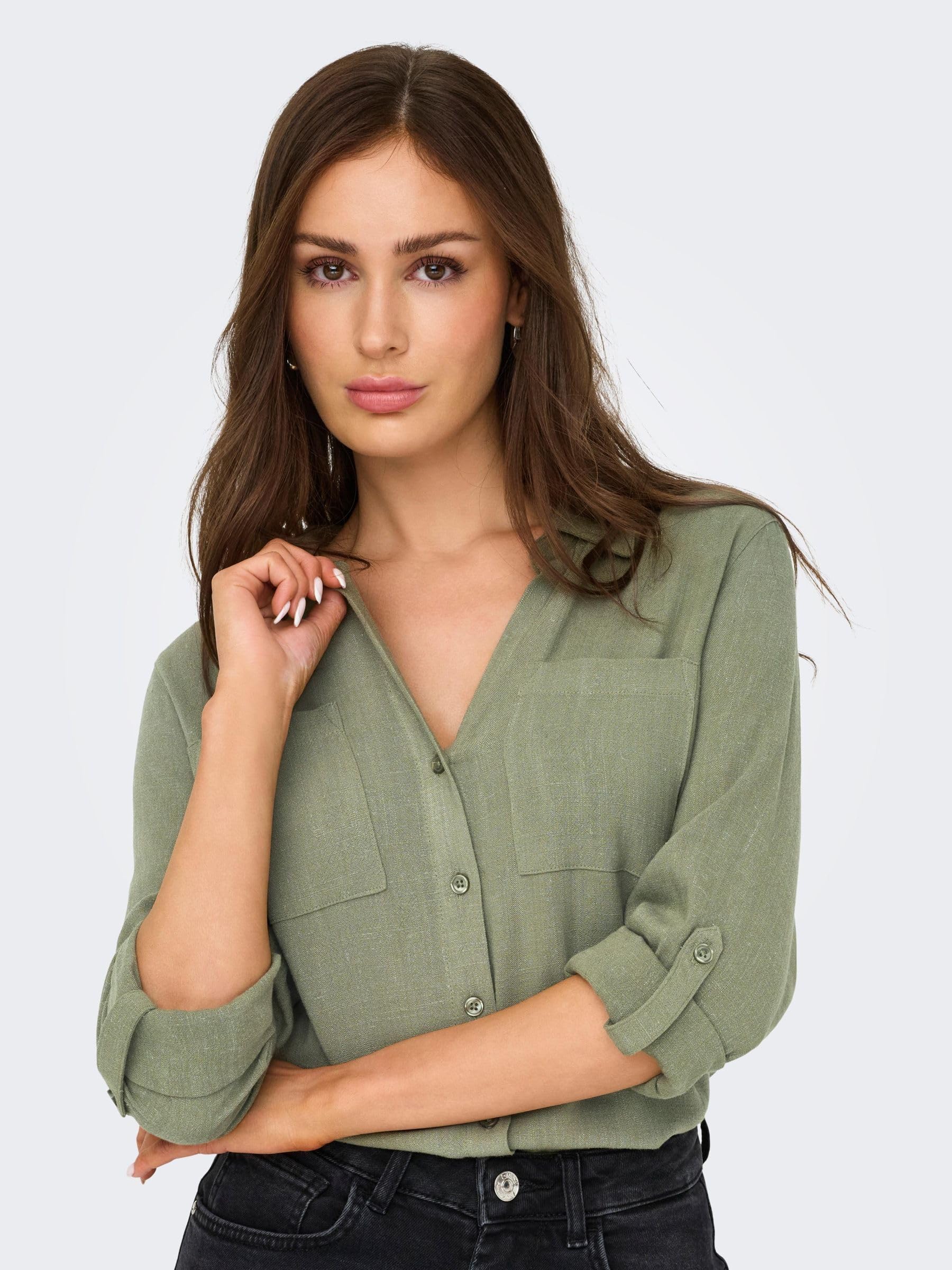 ONLY Shirt Shirt with Rolled Rolled up Sleeves