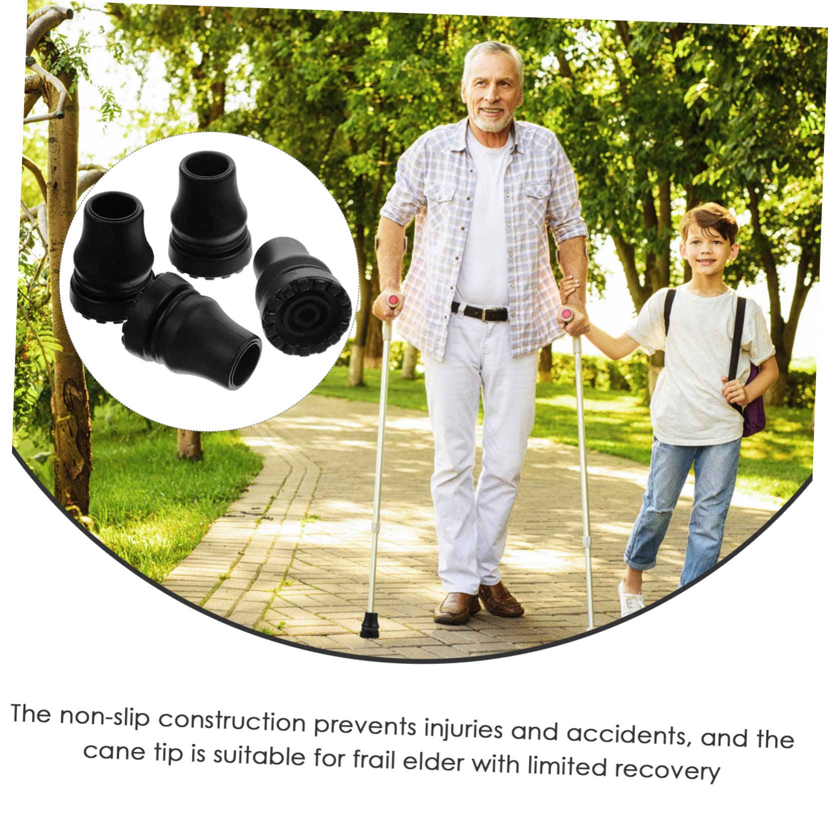 Almohadilla Antideslizante para Pies 4 Piezas Pvc para Bastón | Negro, Absorción de Impactos, Accesorio para Senderismo y Uso Diario, Recambio para Apoyo Estable