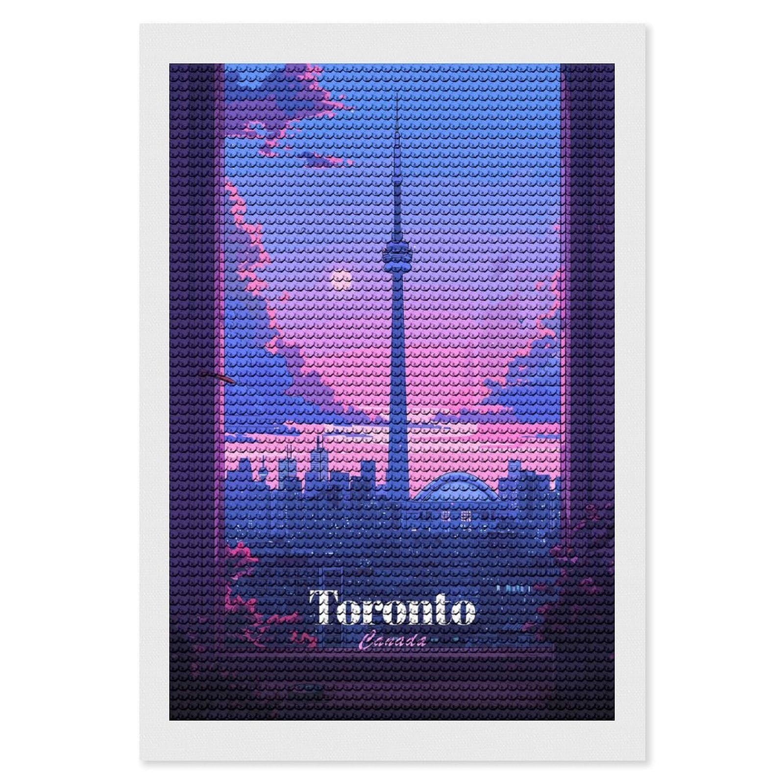 Junmoney Toronto Cityscape at Sunset Diamond Art Canvas 8"x12", for Adults, Printed Canvas, Home Wall Decor, Gift Idea, Mindful Craft Activity