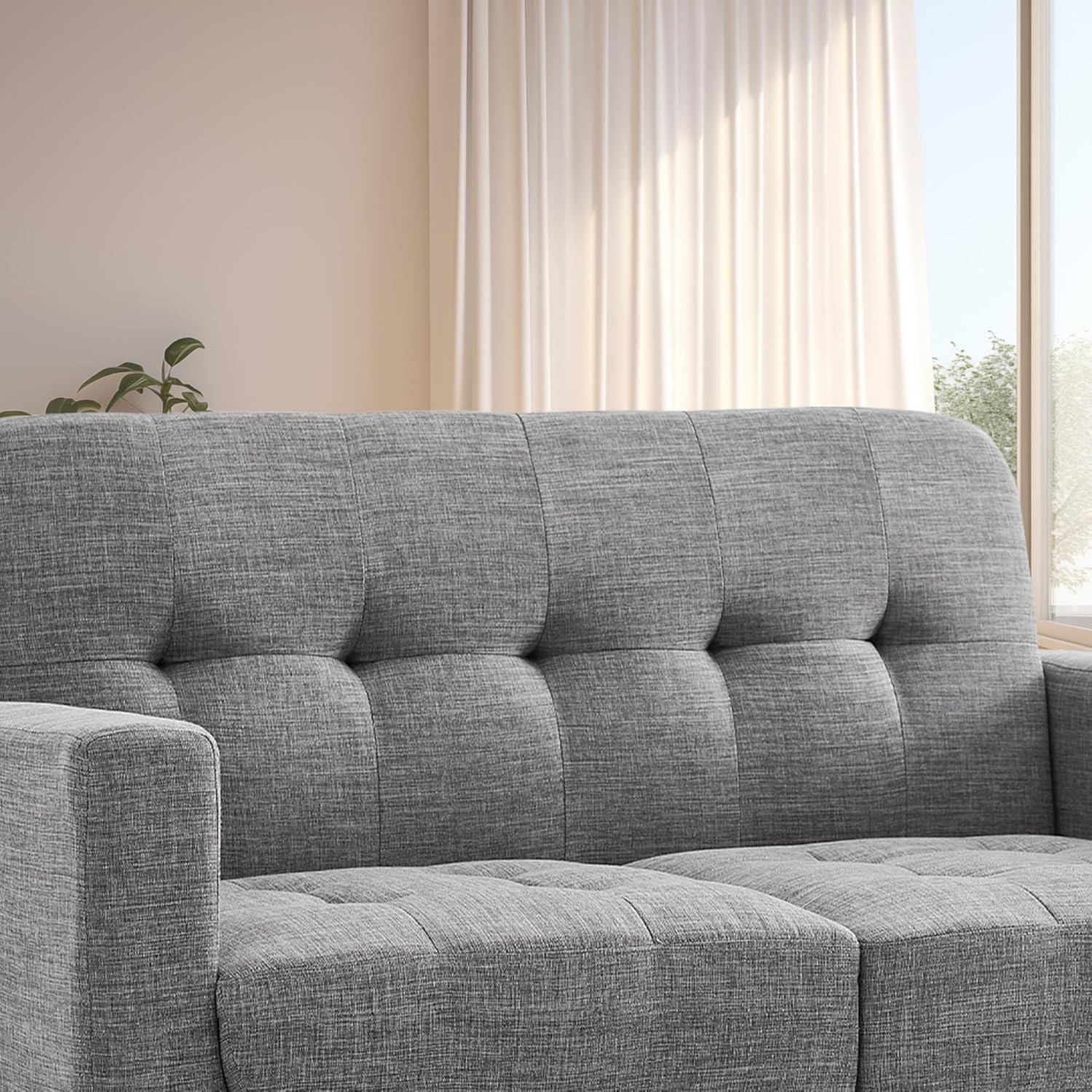 Rosevera Elena Contemporary Accent Armchair with Linen Upholstery Living Room Furniture, Gray