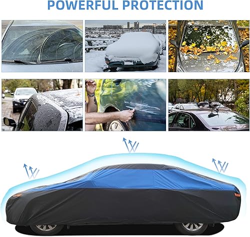Miniatura 5 de XicBoom Funda impermeable para todo tipo de clima, cubierta exterior completa para automóvil, resistente al viento, protección UV, nieve, granizo,