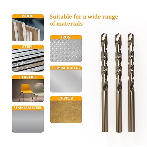 Miniatura 5 de 2 brocas de cobalto M35 de 0.315 in para metal, acero inoxidable, acero, totalmente conectado a tierra 5% cobalto