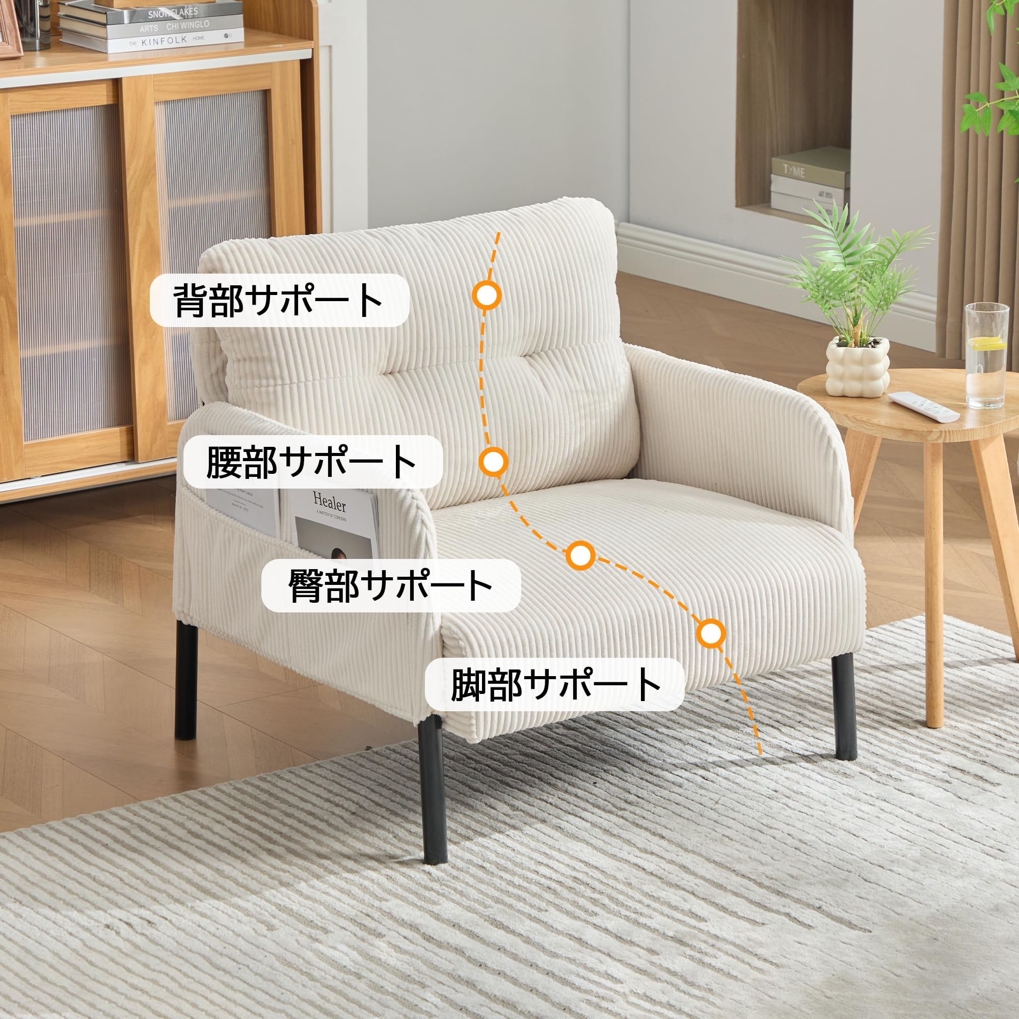 Amazon.co.jp: ソファー コーデュロイ ソファ コンパクト 1人掛け·2人