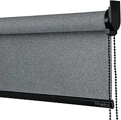Cortina Persiana Rolo Blackout SOB MEDIDA Para Quartos, Salas e Escritórios (SEM BANDÔ) (Linho Grafite - Acabamento Preto, 1,80 (lar) x 1,50 (alt))