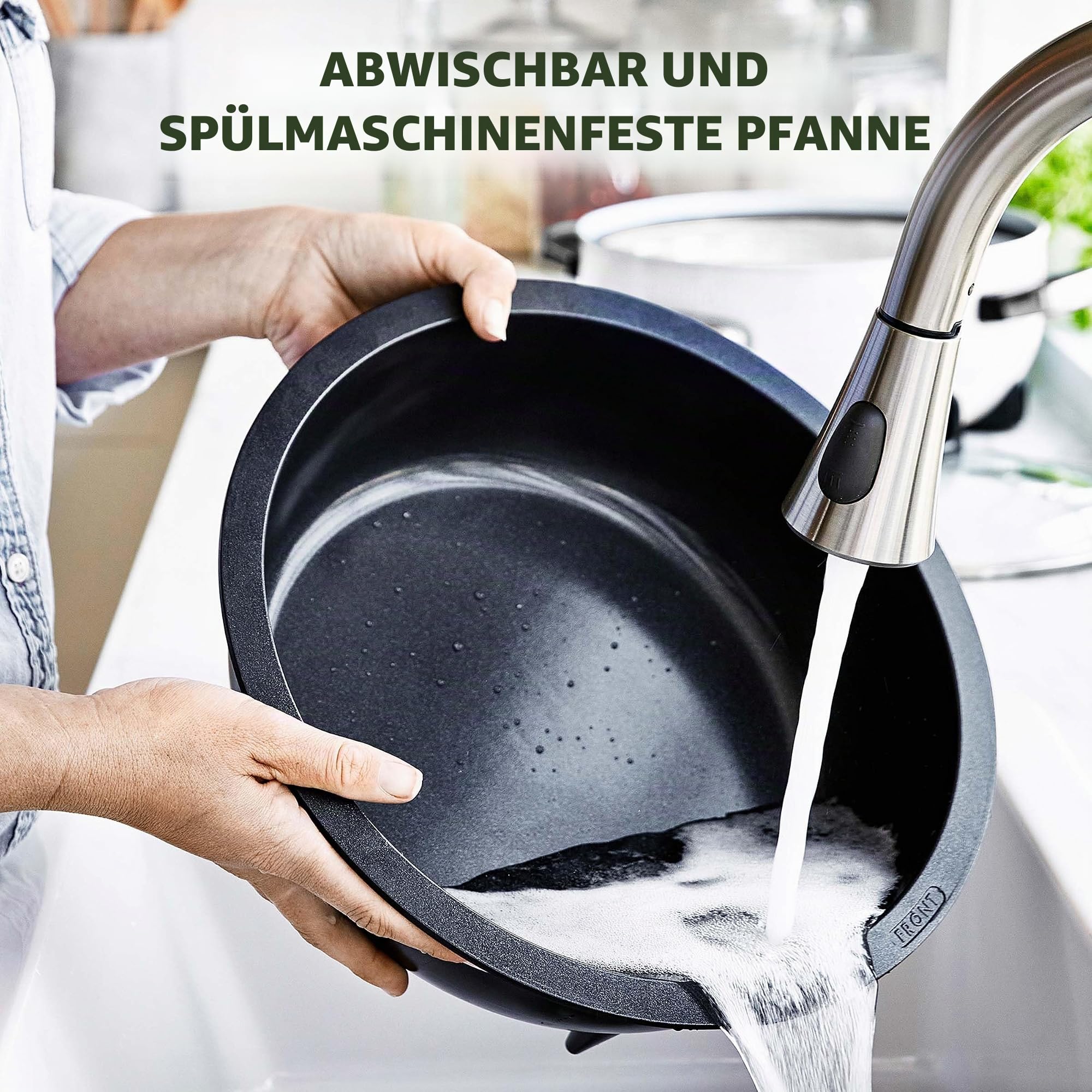 GreenPan Elite Wesentlich Schlau Elektrisch 5.6L Bratentopf,Einfache Brat- Sautier- Rühr- und Reiskocher-Vorwahlen,PFAS-freie Gesunde Keramik-Antihaft,Spülmaschinenfeste Teile,LED-Anzeige,Edelstahl