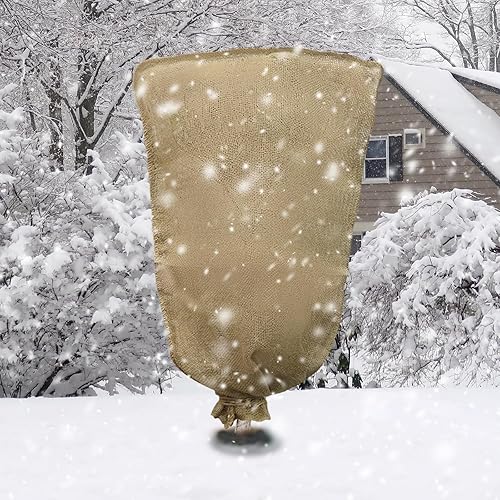 1 pieza cubierta de arpillera para plantas de invierno de 45.3 x 70.9 pulgadas, bolsas grandes de arpillera con cordón, cubiertas reutilizables para