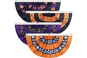 4 Piece Halloween Pleated Fan Flag Bunting: Festive Outdoor Decor for a Hauntingly Good Time