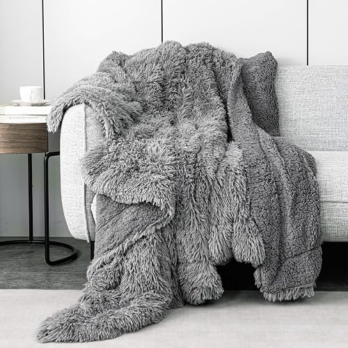 Pawque Faux Fur Throw Blankets for Couch, Sherpa Fleece Warm