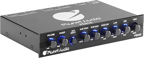 Vista 2 de Ecualizador de coche Planet Audio PEQ10 - 4 bandas, preamplificador, medio DIN, salida de subwoofer con filtro ajustable, bandas fijas, control
