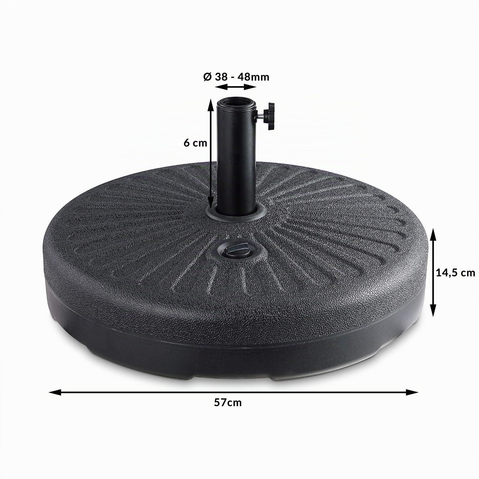 Casaria Pied de Parasol 57 cm Support Parasol Robust résitant intempéries Ecrou de sécurité avec poingée