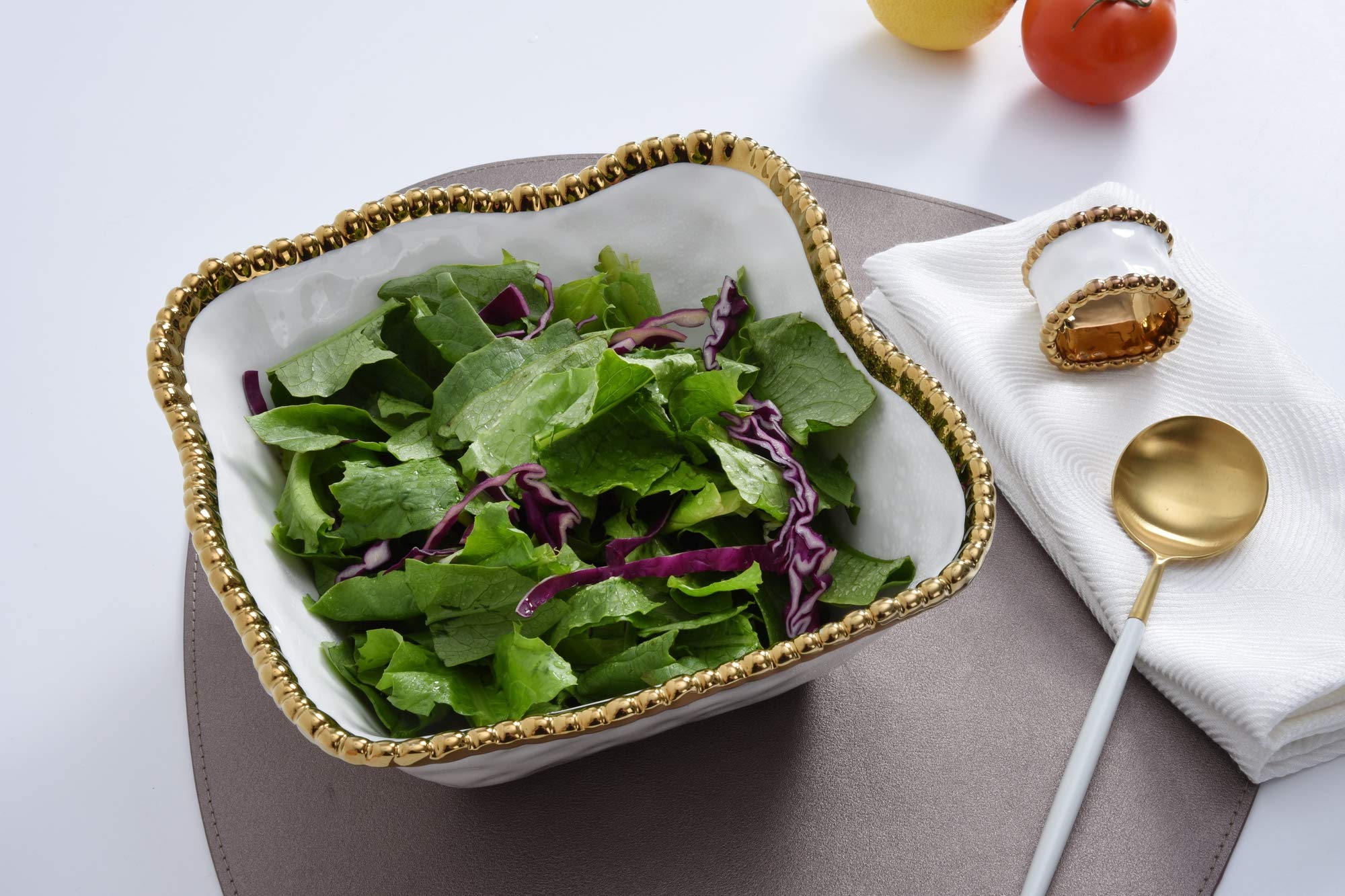 Ensaladera cuadrada mediana de porcelana Golden Salerno 5