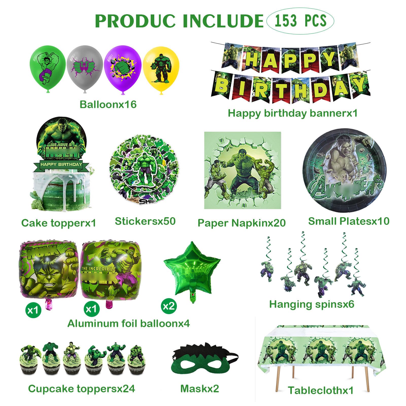 Decorazioni per feste per ragazzi, Set da 136 pezzi per compleanno per bambini, Include piatti, Tovaglioli,Ttovaglia, Striscione, Decorazione a spirale, Decorazione per torta, Palloncini, Adesivi