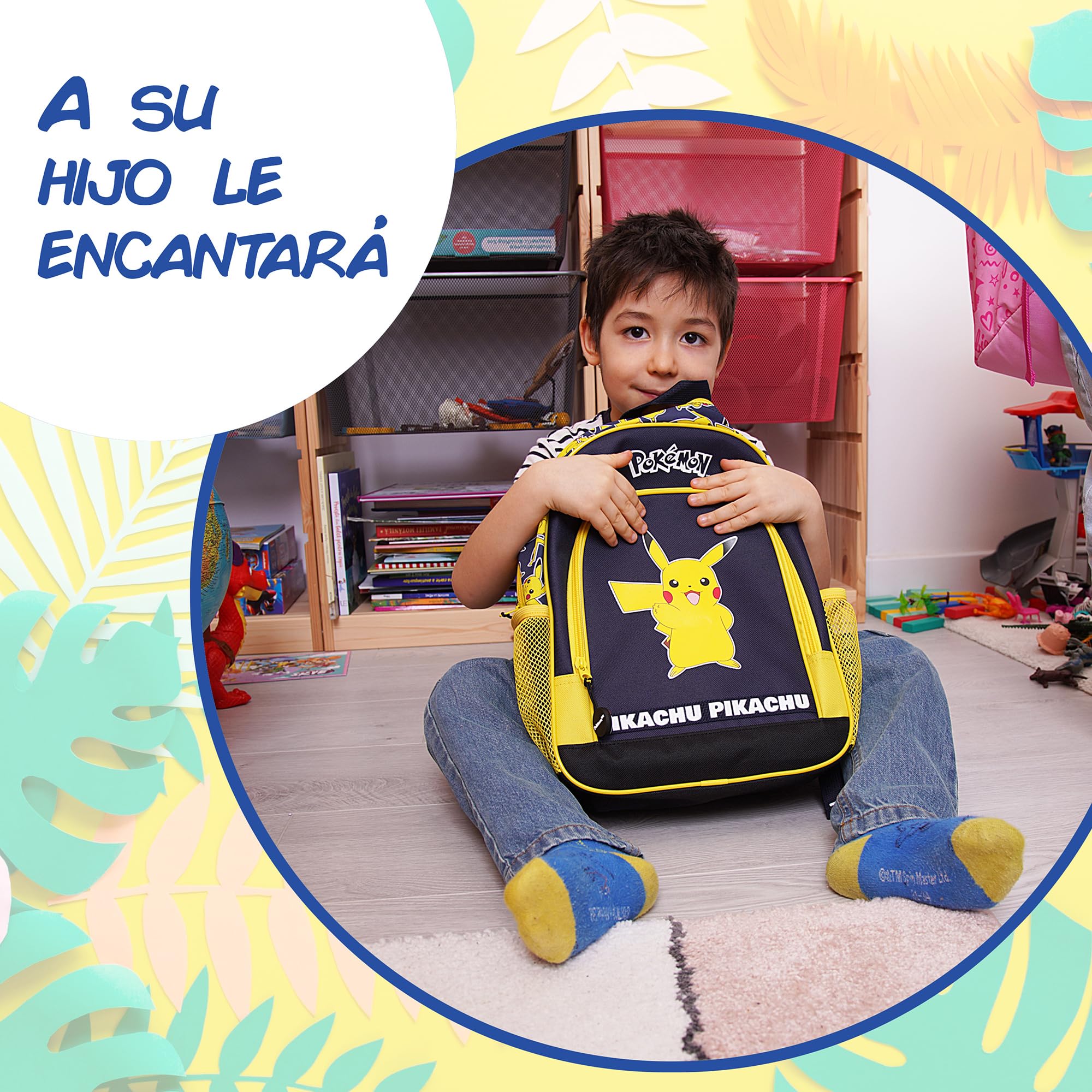 Pokémon – Mochila infantil – Mochila infantil para niños de maternidad CP Primario – Bolsa escolar – Pikachu idea de regalo, negro, 5-10 ans, Estilo de vida (Azul)