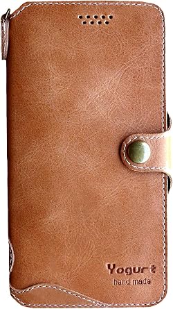 Yogurt Case Compatible for iPhone Air, Genuine Leather Wallet Cover Compatible for iPhone Air, 6.5-inch Handmade Brown