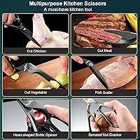 Vista 6 de Kitchen Scissors for Food，Premium Kitchen Shears Heavy Duty，8.8″Ultra Sharp Meat Scissors Detachable Blade，All Steel Poultry Shears Black Titanium