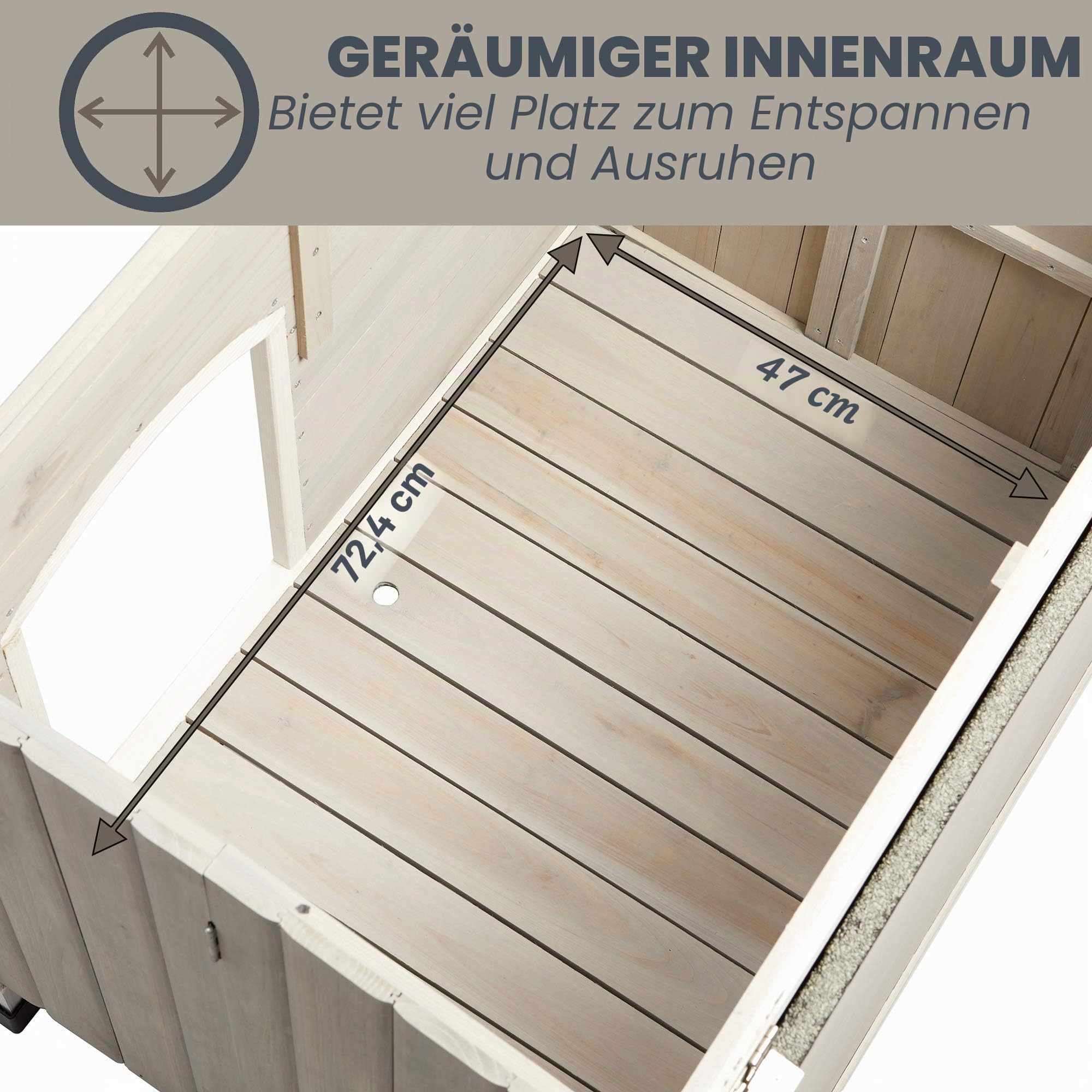 MidWest Homes for Pets Eillo Hundehütte aus Holz für den AuÃŸenbereich, klappbar, ohne Werkzeug zur Montage | Hundehütte ideal für kleine Hunderassen, beige (12EWDH-S)
