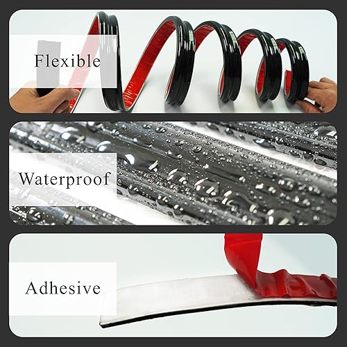 Miniatura 7 de COLAMO Tira de calafateo negra de 16.4 pies, molduras y adornos autoadhesivos flexibles para pared, espejo, techo, ventana y marco de puerta, para