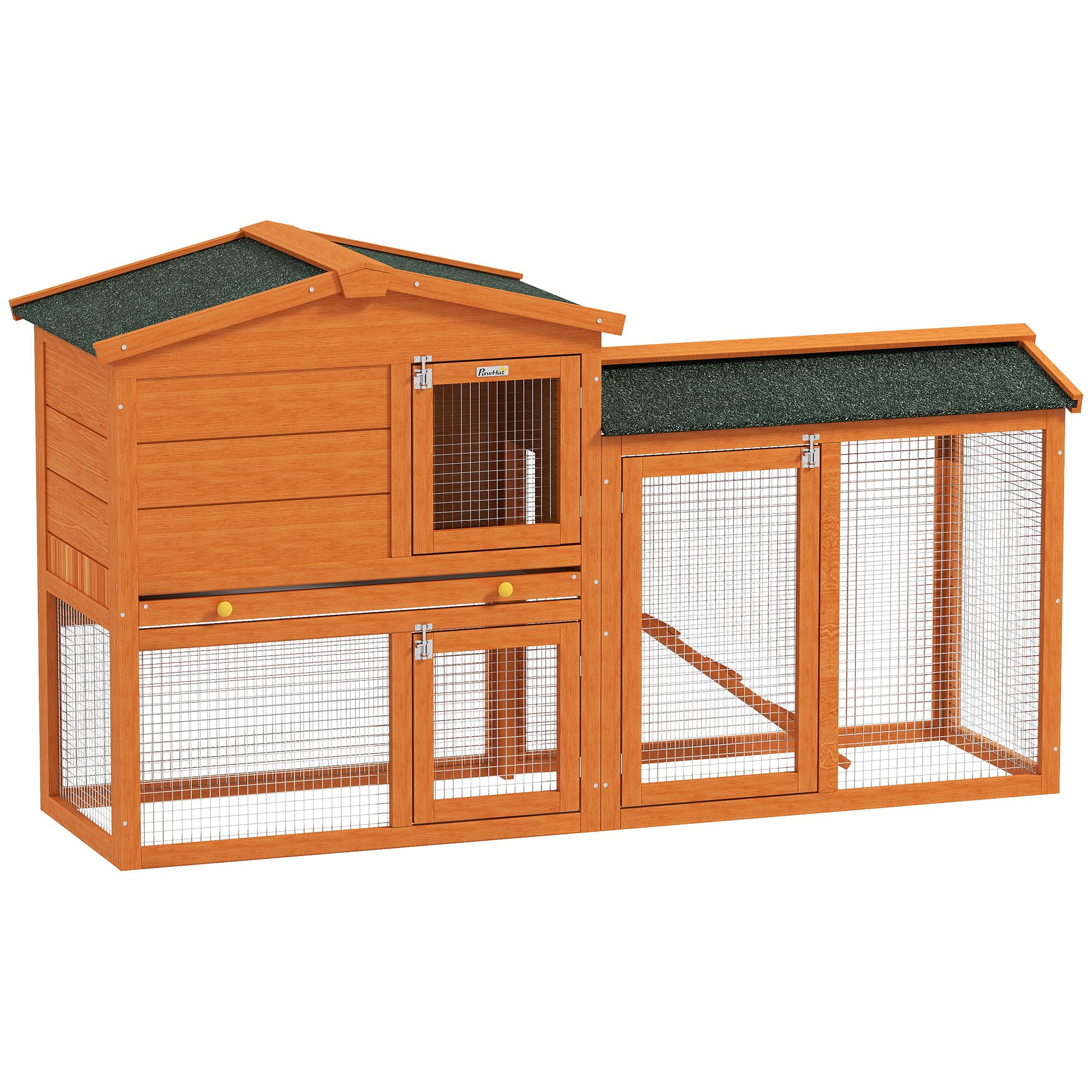 Pawhut Rabbit Hutch Outdoor Tier Guinea Pig Hutch Run